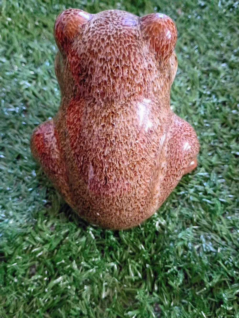 Vintage Ceramic Frog Figurine in Brown and Tan